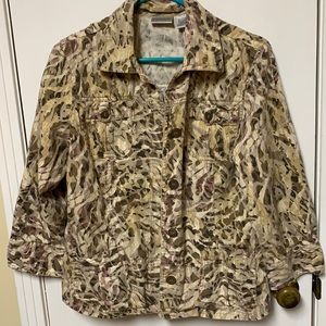 Chicos printed open front blazer size 2